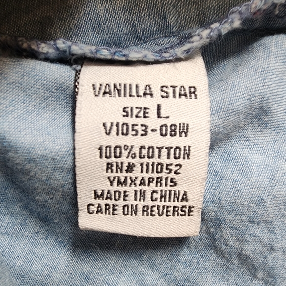 Vintage Vanilla Star Blue Gingham 100% Cotton Button-Up Shirt Size L - Picture 8 of 12